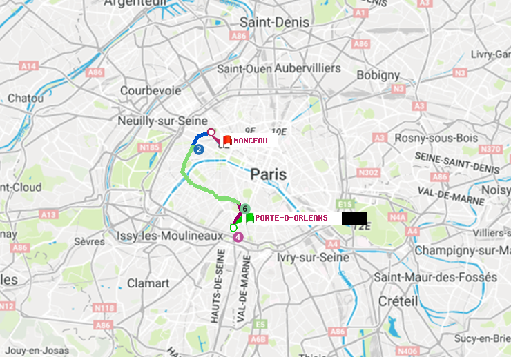 plan itinéraire ratp de Porte d