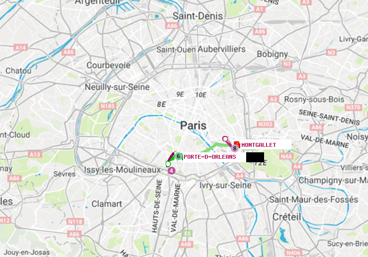 plan itinéraire ratp de Porte d