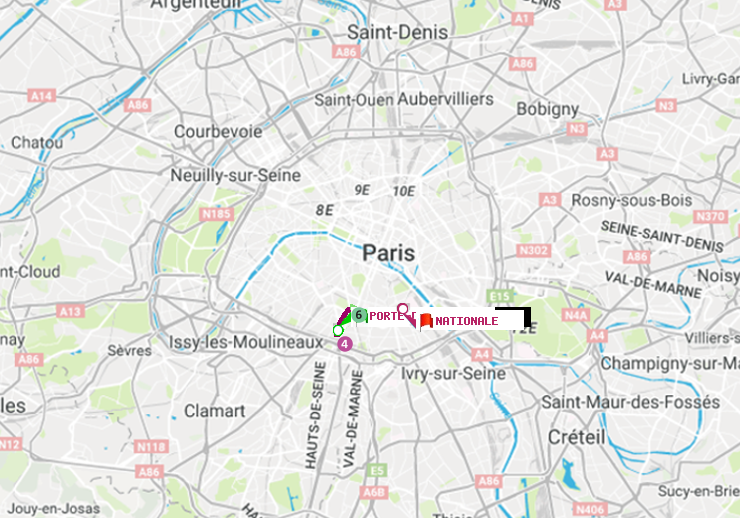 plan itinéraire ratp de Porte d