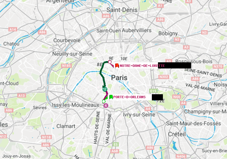 plan itinéraire ratp de Porte d