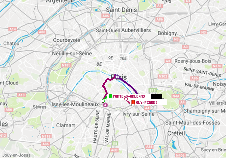 plan itinéraire ratp de Porte d