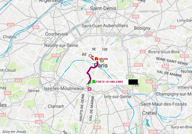 plan itinéraire ratp de Porte d