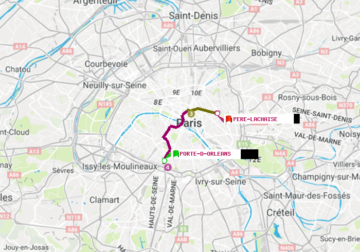 plan itinéraire ratp de Porte d