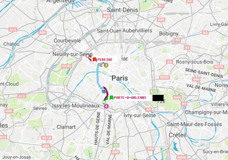 plan itinéraire ratp de Porte d