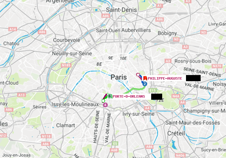 plan itinéraire ratp de Porte d