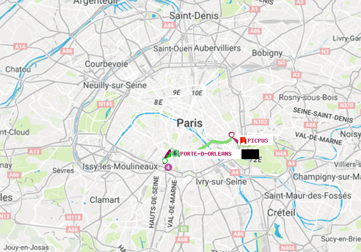 plan itinéraire ratp de Porte d