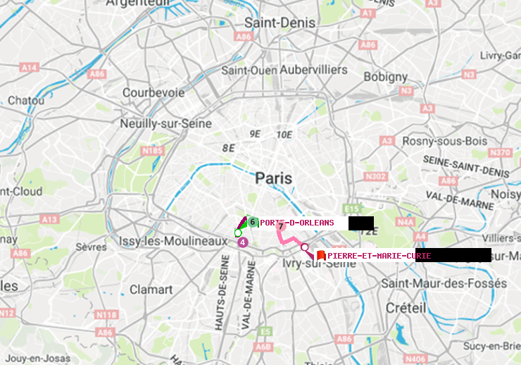plan itinéraire ratp de Porte d