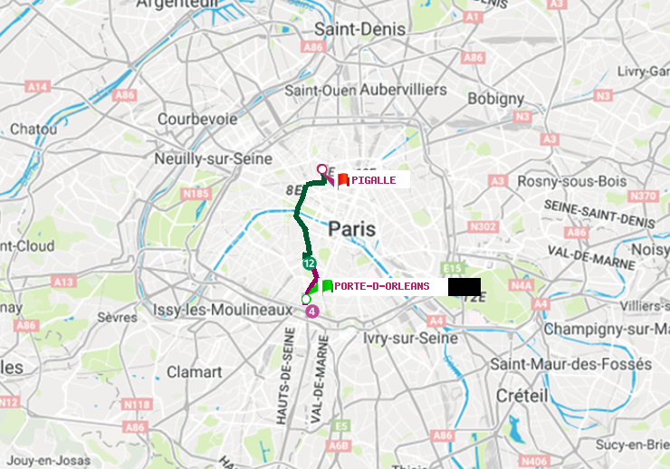plan itinéraire ratp de Porte d