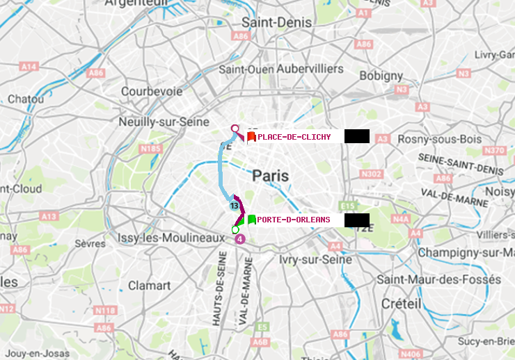 plan itinéraire ratp de Porte d