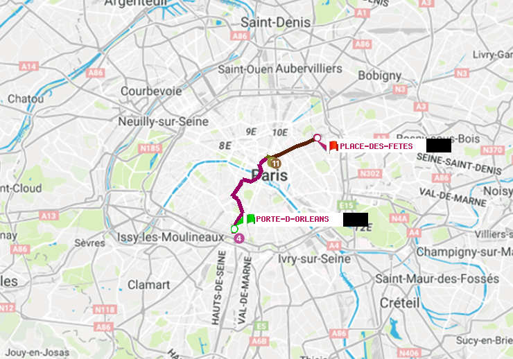 plan itinéraire ratp de Porte d