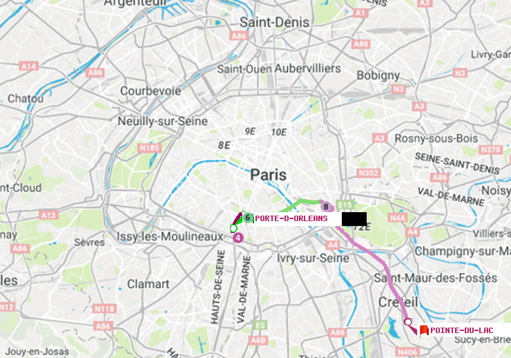 plan itinéraire ratp de Porte d