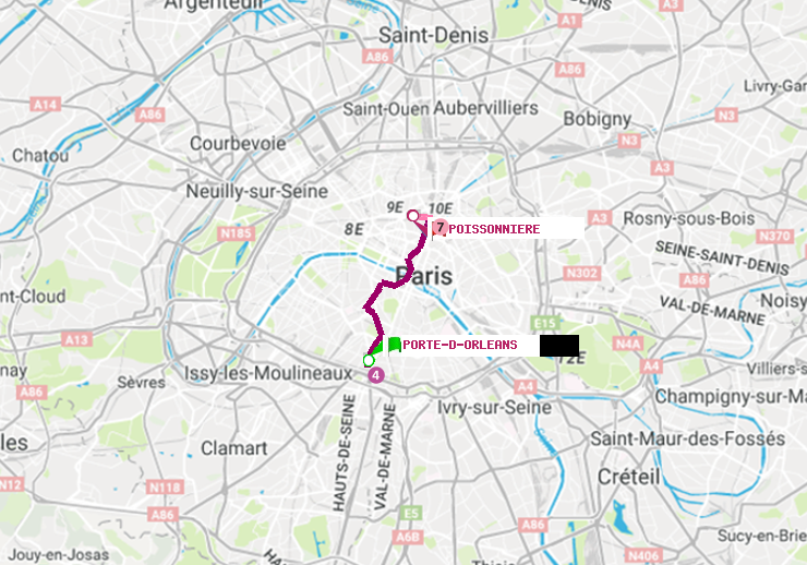 plan itinéraire ratp de Porte d
