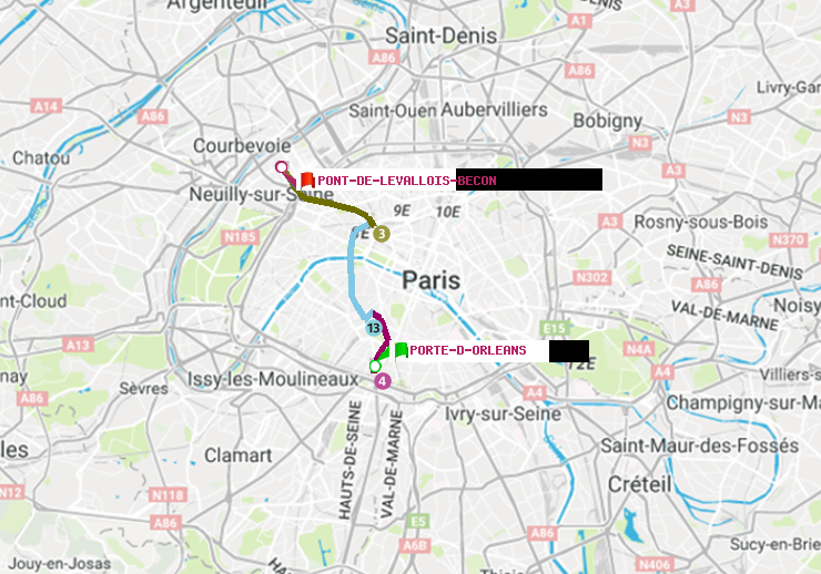 plan itinéraire ratp de Porte d