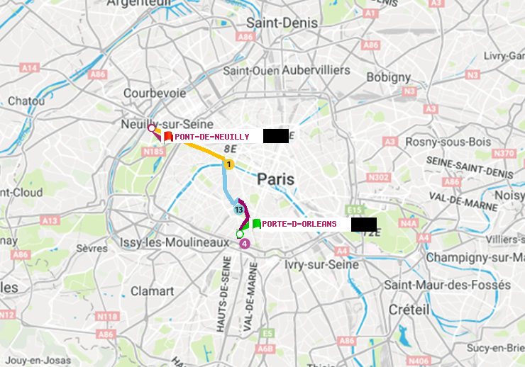 plan itinéraire ratp de Porte d
