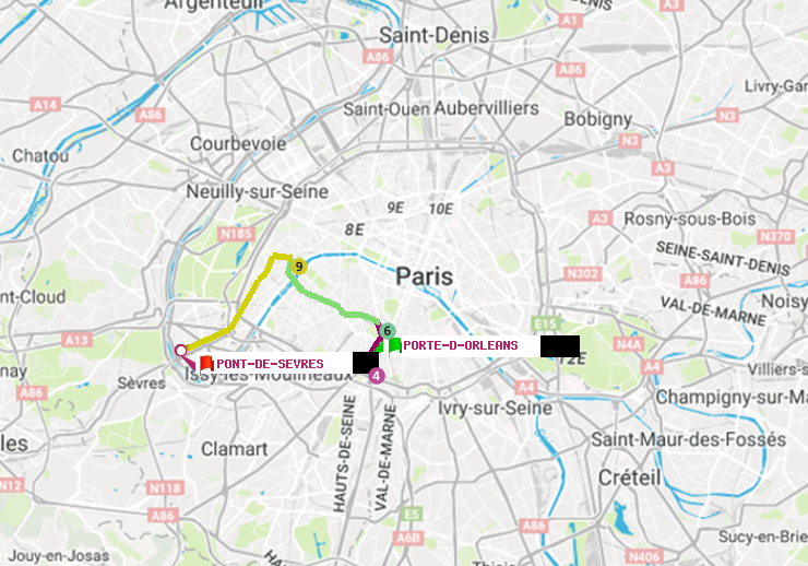 plan itinéraire ratp de Porte d