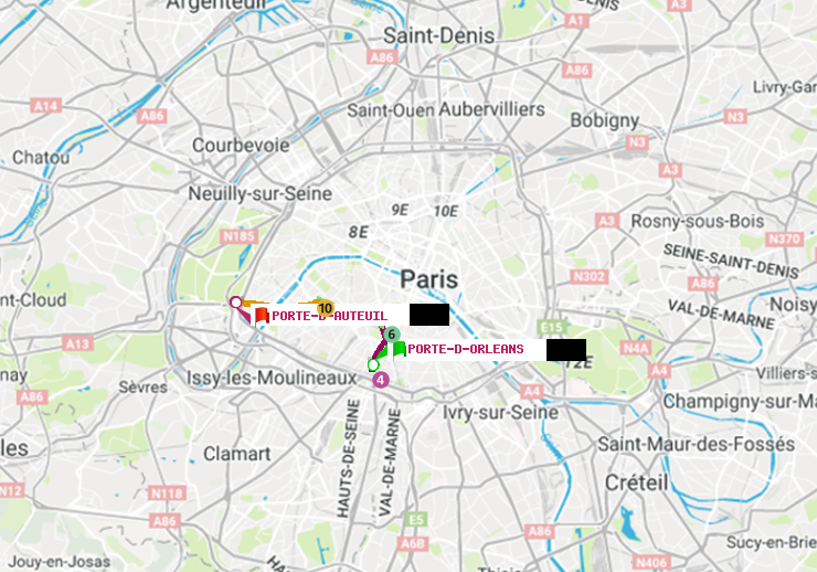 plan itinéraire ratp de Porte d