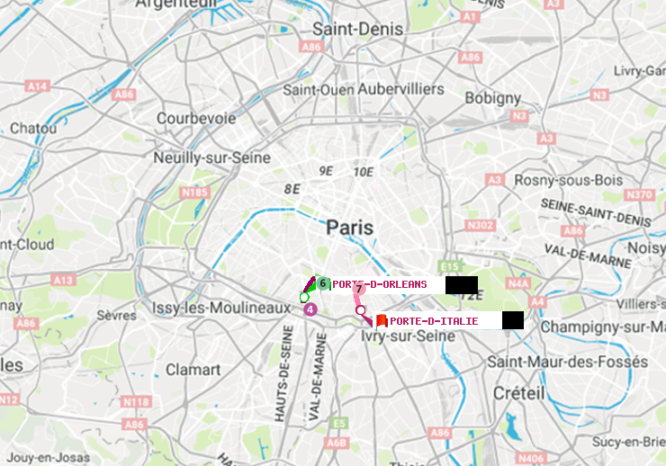 plan itinéraire ratp de Porte d