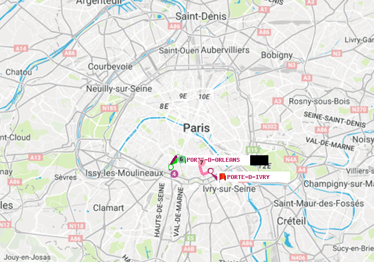 plan itinéraire ratp de Porte d