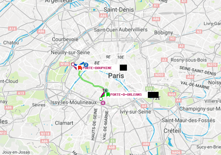 plan itinéraire ratp de Porte d