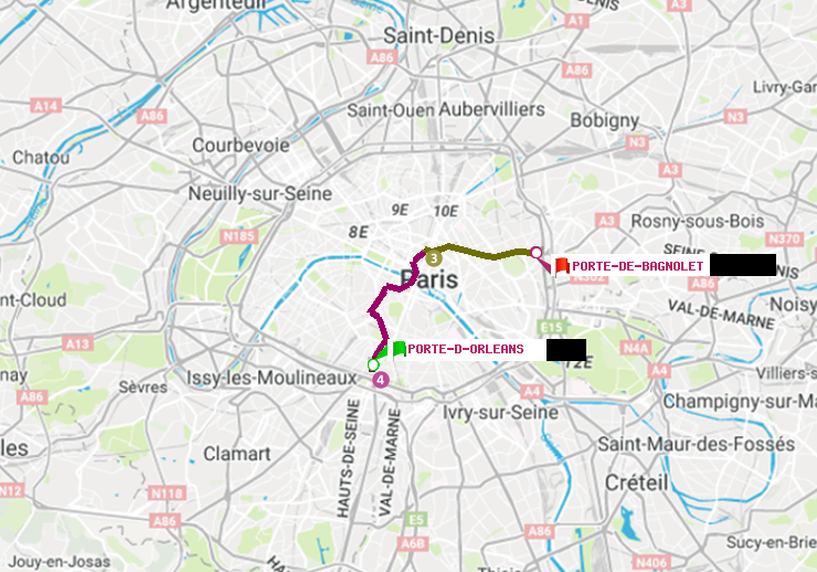 plan itinéraire ratp de Porte d