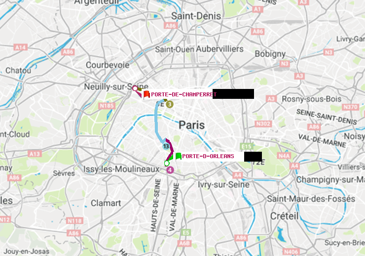 plan itinéraire ratp de Porte d