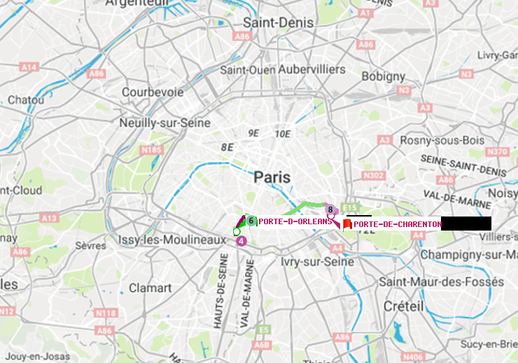 plan itinéraire ratp de Porte d
