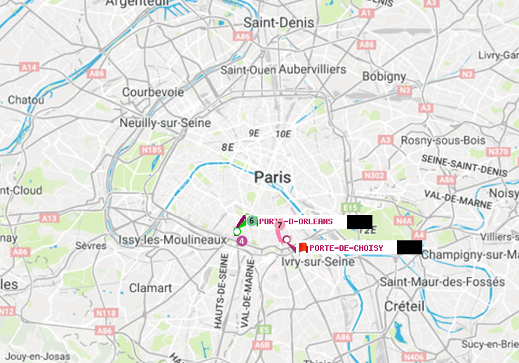 plan itinéraire ratp de Porte d