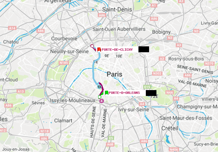 plan itinéraire ratp de Porte d