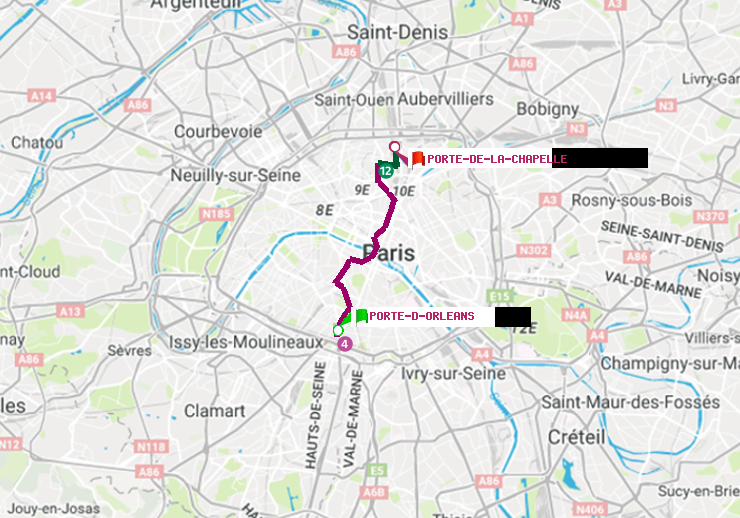plan itinéraire ratp de Porte d