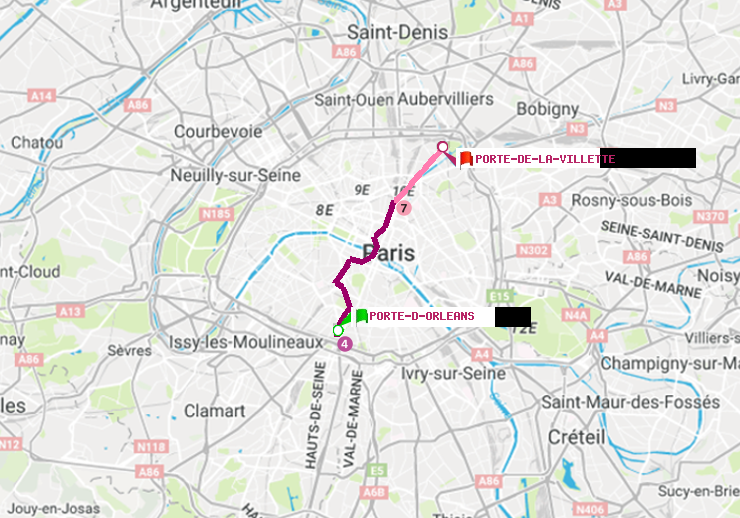 plan itinéraire ratp de Porte d