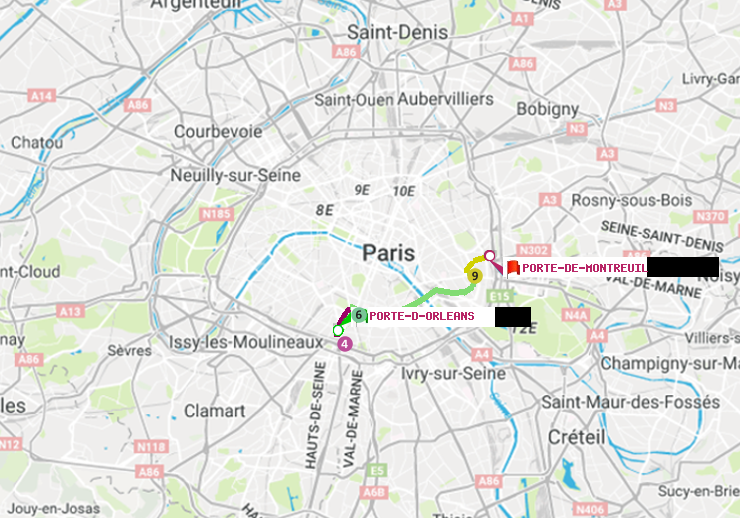plan itinéraire ratp de Porte d