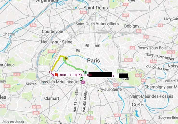 plan itinéraire ratp de Porte d