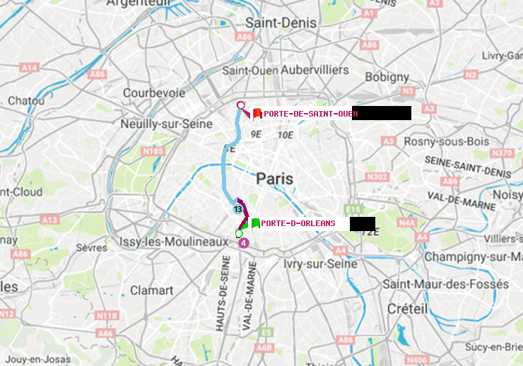 plan itinéraire ratp de Porte d