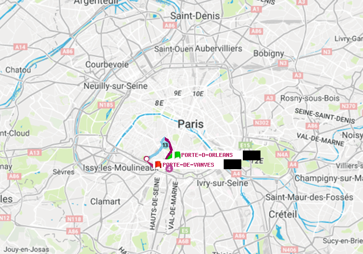 plan itinéraire ratp de Porte d