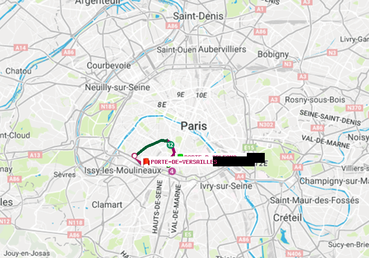 plan itinéraire ratp de Porte d