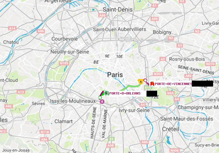 plan itinéraire ratp de Porte d