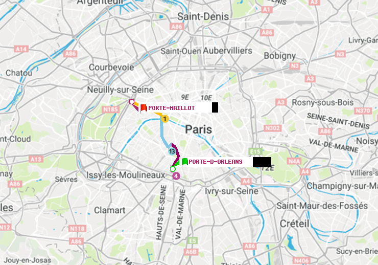 plan itinéraire ratp de Porte d