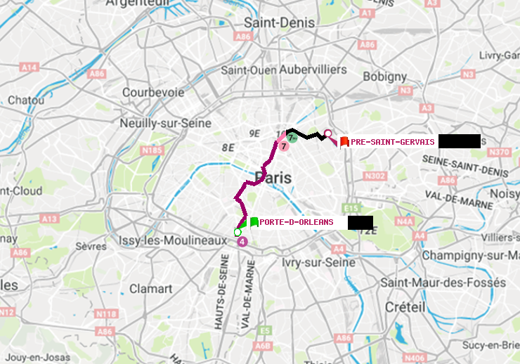 plan itinéraire ratp de Porte d