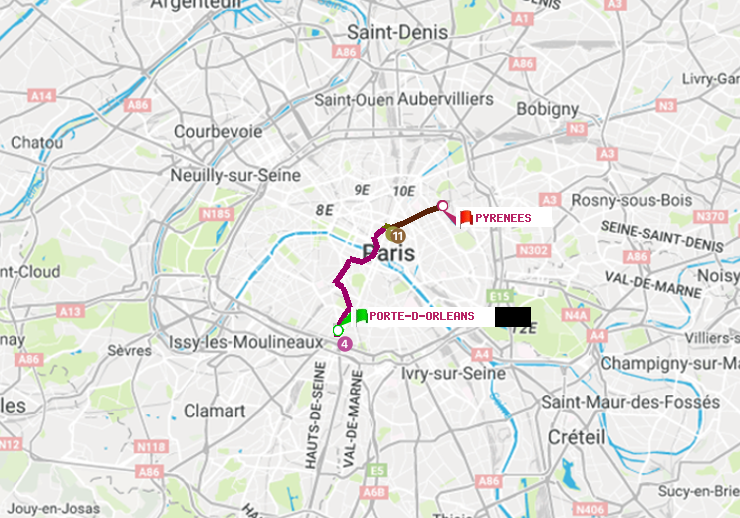 plan itinéraire ratp de Porte d