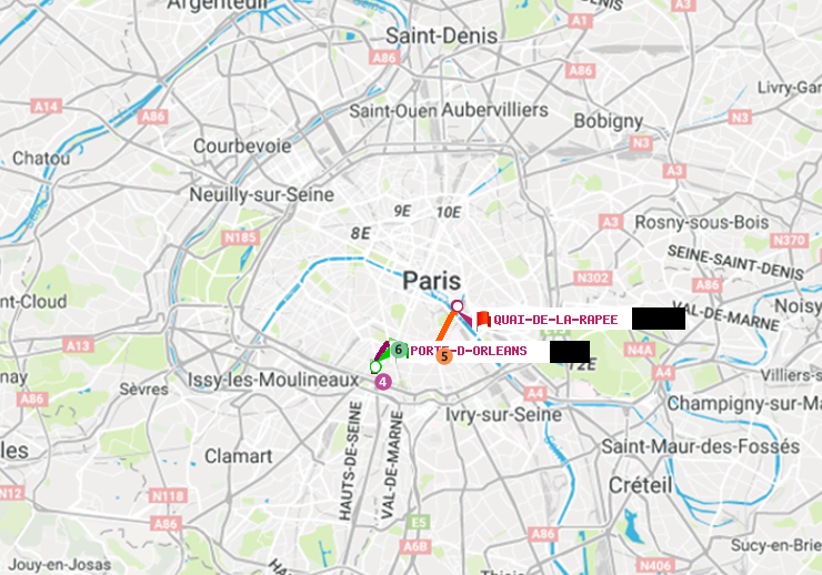 plan itinéraire ratp de Porte d
