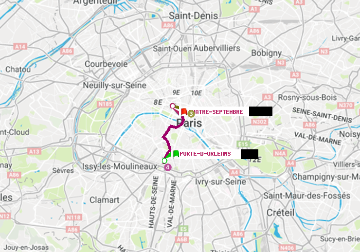 plan itinéraire ratp de Porte d