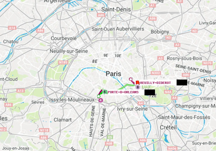 plan itinéraire ratp de Porte d