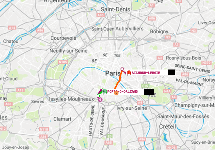 plan itinéraire ratp de Porte d