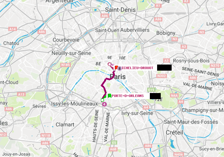 plan itinéraire ratp de Porte d