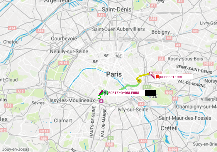 plan itinéraire ratp de Porte d