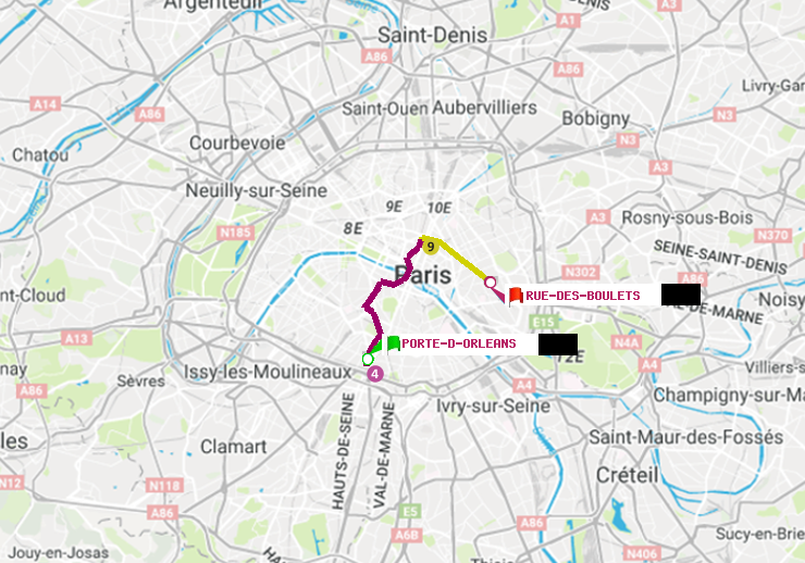plan itinéraire ratp de Porte d