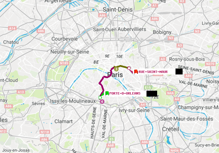 plan itinéraire ratp de Porte d
