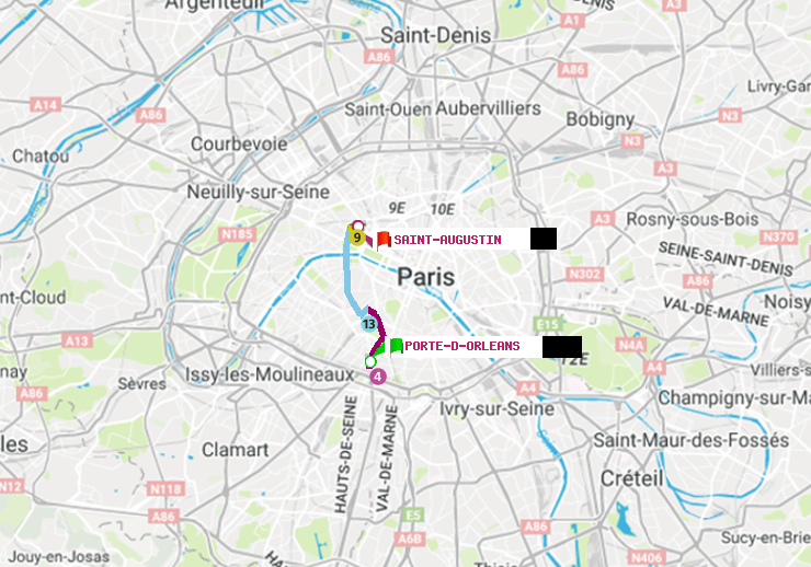 plan itinéraire ratp de Porte d