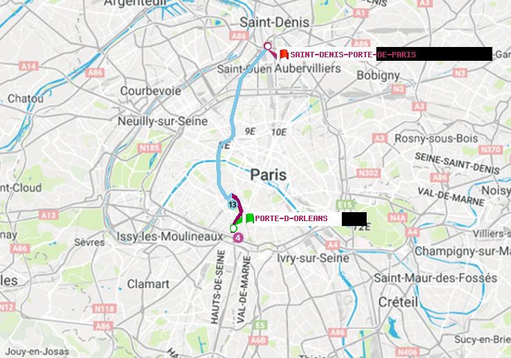 plan itinéraire ratp de Porte d