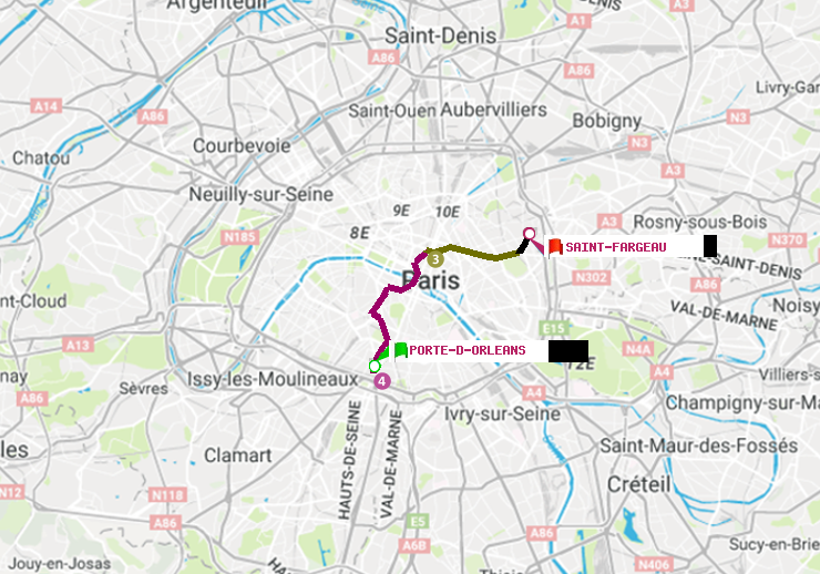 plan itinéraire ratp de Porte d
